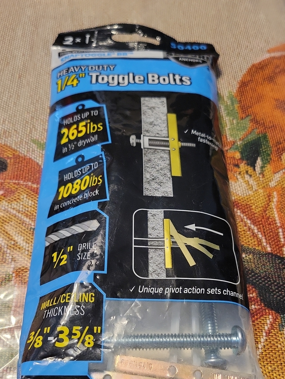 Heavy Duty Toggle Bolts - Blue and Black -